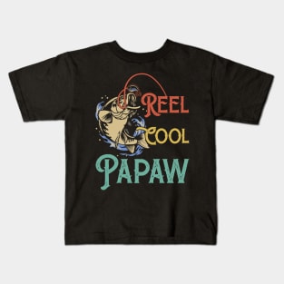 Reel Cool Papaw Fishing Gift Funny Kids T-Shirt